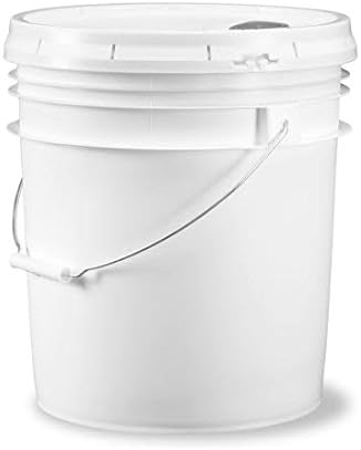 3.5 gallon Food Grade White Plastic Bucket with Handle &amp; Pour Spout Lid - Set of 6