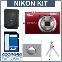 Nikon Coolpix S570 Kit,- Red - With 4GB SD Memory Card, Camera Case, 2 Year Extended Service Coverage, Table Top Tripod,