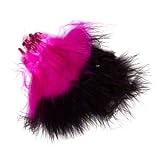 Pink and black colored 3-1/2 x 1-1/2 to 4-1/2 x 1-1/2 inch marabou style Turkey (dyed) feather mix. Sold per pkg of 0.6 ounces and approximately 20 feathers.