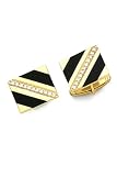 14K Gold and Diamond Striped Cufflinks with Onyx Inlay