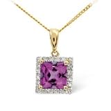 9ct Amethyst & Diamond Pendant