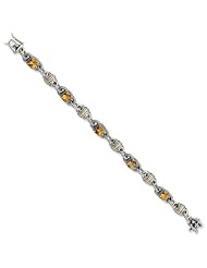 Sterling Silver with 14k Yellow Gold 4.29 Citrine 7.25in Bracelet