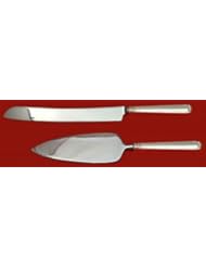 Kitchen: EMBASSY SCROLL BY LUNT STERLING SILVER WEDDING CAKE SET SERVER 2PC CUSTOM HHWS - antiquecupboard