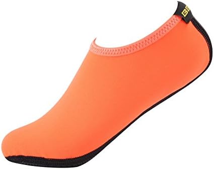 SHOESKISS Barefoot Water Skin Shoes Aqua Socks for Beach Swim Surf Yoga Exercise (3. L(W:8-9, M:7-8), Orange)