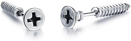 Kaariag Punkin® Unisex Fashion Piercing 3D Cross Screws Ear Stud Earrings Spike Earring