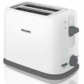 Philips Toaster, 2 slice, plastic, removable crunb tray, compact, white, HD2566/10