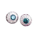 14K .70 CTW Blue & White Diamond Earrings