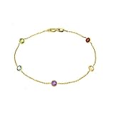 14k Gold Multi-Color Gemstone Bracelet