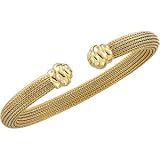 14K Yellow Gold Mesh Cuff Bracelet - 7.5 inches