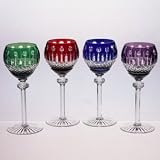 SET OF 4 KING LOUIS 24% CRYSTAL HOCK GLASSES IN ASSORTED COLORS