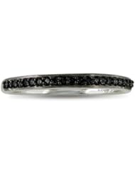 10K White Gold Black Diamond Wedding Band Ring (1/10ct tw Sizes 4-10)