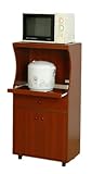 ABC Microwave Kitchen Cart with Pull Out Tray and Electrical Socket Cherry Finish