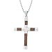 Men's Stainless Steel Cable Cross Pendant with Brown Plating, 22''