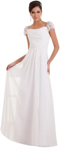 ImPrincess ip4-6058-8 Wedding Dress Elegant Style Portrait Cap sleeve Closed Back Zip Delicate Beading Ruched Long Sweep A-line White