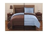Brown & Spa Blue Luxury Reversible Queen Size 4 Piece Bedding Set