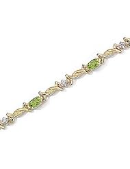 14kt Yellow Gold Oval Peridot and Diamond Bracelet