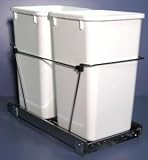 Pull-Out Waste Container, 2-27 qt, w/FE Slides, Chrome/White