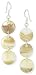 3 Round Shell Drop Silver Earrings On French Wire, Shells 14.5mm In Diameter, Earring 63.5mm Long