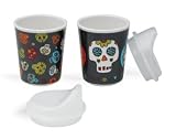 Sugar Booger Sippy Cups, set of 2. Dia de los Muertos Feeding Collection. Baby bpa free tableware.