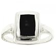 Ladies Sterling Silver 925 Ring with Reconstituted Black Quartz