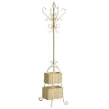 Hall Tree With Rattan Storage Baskets - Ivory