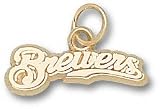 Milwaukee Brewers Solid 14K Gold ''BREWERS'' 1/4'' Pendant