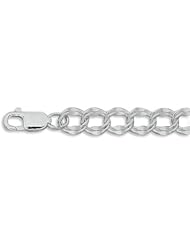 Sterling Silver 8 Inch Large Charm Bracelet - 9.0mm Wide