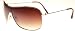 Unisex (Mens / Womens) Gold Framed Ski Style Aviator Visor 'Drakes' Sunglasses with Brown Gradient Lenses Complete with Hard Case, Drawstring Pouch, Cleaning Cloth &amp; Matching Cord