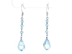 Aqua Swarovski Crystal Drop Earrings Fashion Jewelry