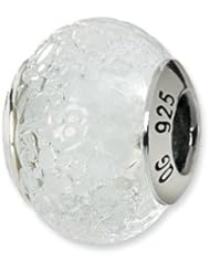 White Textured, Murano Glass Charm for 3mm Charm Bracelets