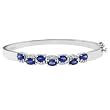 14K White Gold Sapphire and Diamond Bangle Bracelet