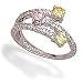 Rhodium Plated Split Band Ring with Green Pink and Yellow CZs