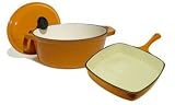 3-piece Orange Classic Cast Iron Cookware Set