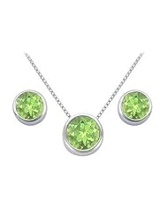 Peridot Pendant and Stud Earrings Set in Sterling Silver 2.00 CT TGW