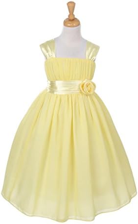 Big Girls Yellow Yoryu Chiffon Satin Flower Girl Easter Dress 8