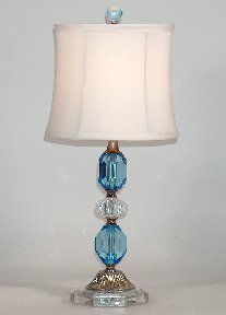 Vintage Styled Blue & Clear Accent Table Lamp