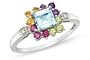 1 Carat Multi-Gemstone & Diamond 14K White Gold Ring