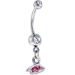 Ncaa Arkansas Razor Backs Double Crystalline Gem Belly Ring