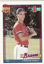 1991 Topps Chipper Jones Baseball Rookie Card In Protective Display Case