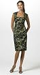DONNA RICCO PRINTED SQUARENECK SHEATH