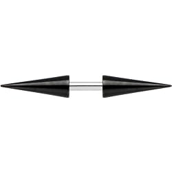 14 Gauge Anodized Black Titanium Long Spike Barbell - 1/4"