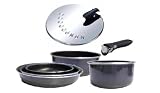 Tefal- L5049812 - Ingenio Email Schist Grey- 5 Pieces : 1 Poele O 28 cm +  3 Casseroles O16/18/20 cm  + 1 poignee