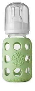 Lifefactory Glass Baby Bottle with Silicone Sleeve, Spring Green, 4 Ounce