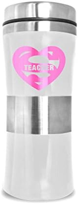 SUPER MUGS TM Travel Insulated Tumblers for Teacher Xmas Gift, Christmas, Birthday, White and Pink (1)