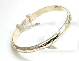 Image of Sterling Silver Engraved Bangle With Safety Chain Presented by The Olivia Collection