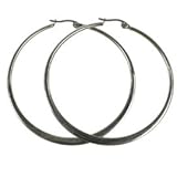 316L Stainless Surgical Steel Flat Hoop Earrings Sizes: 24mm 32mm 33mm 43mm 48mm