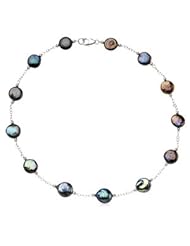 Black Freshwater Coin Pearl Necklace