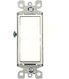 Leviton 5603-2W 15 Amp, 120/277 Volt, Decora Rocker 3-Way AC Quiet Switch, Residential Grade, Grounding, White