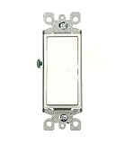 Leviton 5603-2W 15 Amp, 120/277 Volt, Decora Rocker 3-Way AC Quiet Switch, Residential Grade, Grounding, White