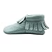 Mejale Baby Soft Soled Leather Moccasin Tassel Slip on Infant Toddler Shoes Pre-Walker(Sky Blue,3-6 Months)